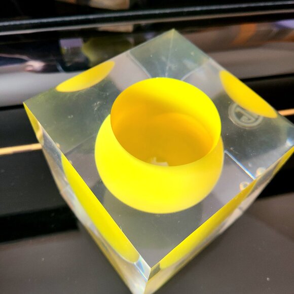 Jonathan Adler clear and yellow glass vase. Art glass. Designer vase. - Picture 3 of 8